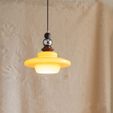 Suspension de salle à manger en verre beige de style médiéval