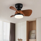 Ventilateur de plafond de chambre simple et élégant en bois avec lumière LED