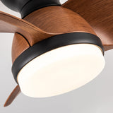 Ventilateur de plafond de chambre simple et élégant en bois avec lumière LED