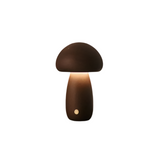 Lampe de table rechargeable en bois en forme de champignons