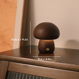 Lampe de table rechargeable en bois en forme de champignons
