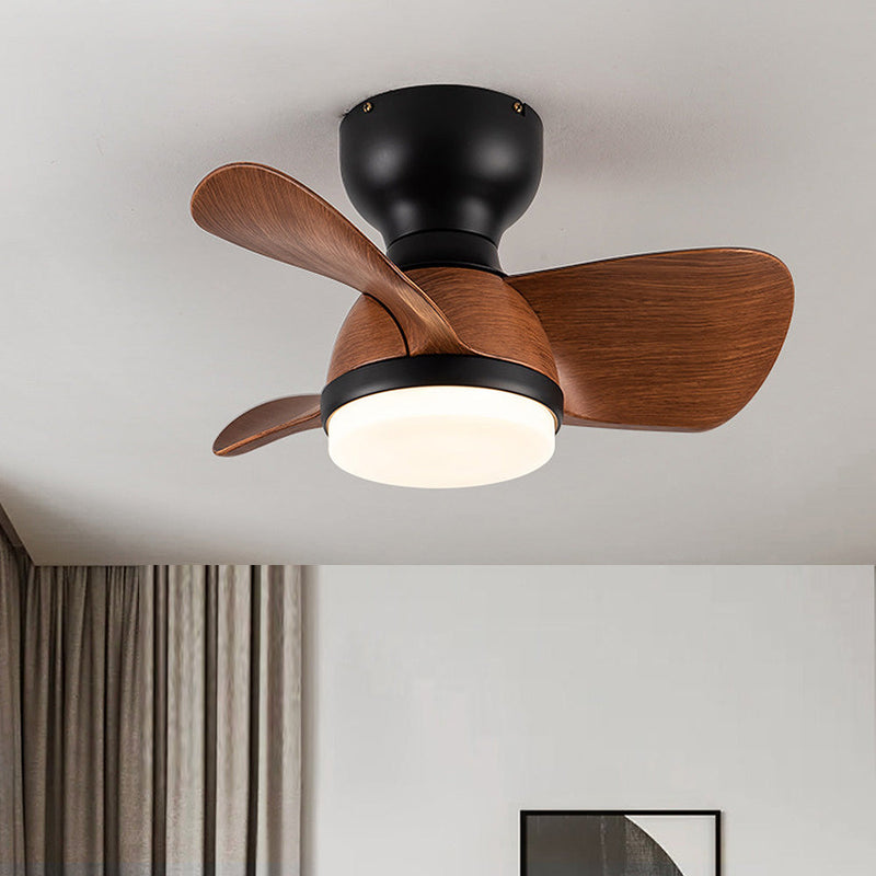 Wood Simple Stylish Bedroom Ceiling Fan With LED Light