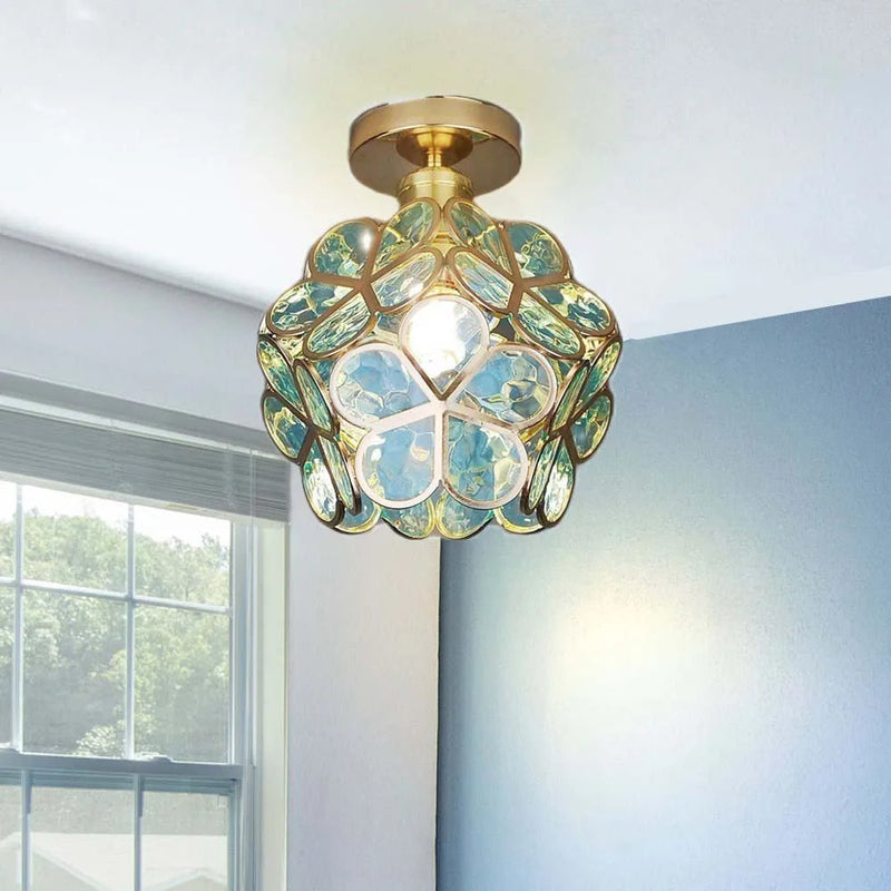 Design Flowers Style Glass Hallway Ceiling Lighting