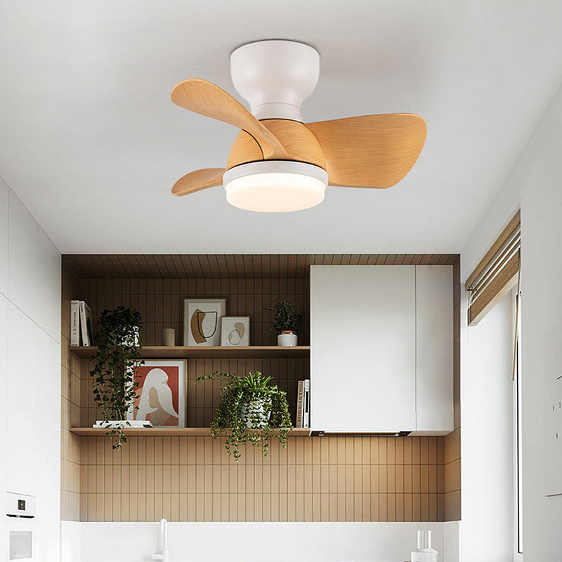 Wood Simple Stylish Bedroom Ceiling Fan With LED Light