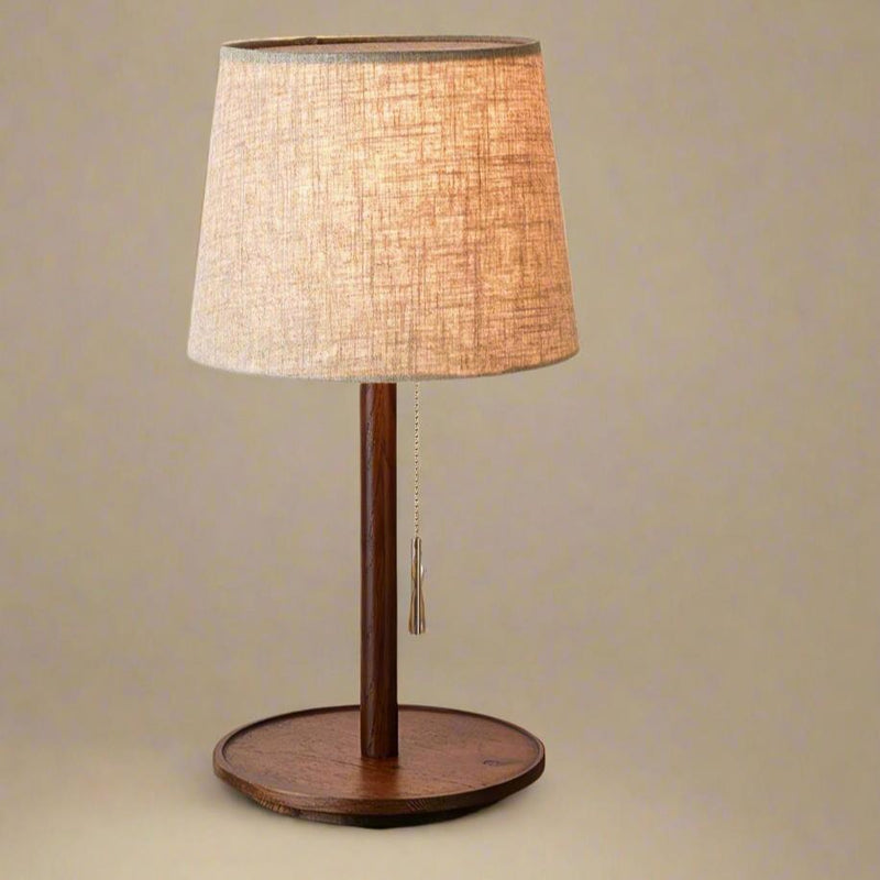 Gentle Glow Nordic Walnut Lamp with Luxury Fabric Accents