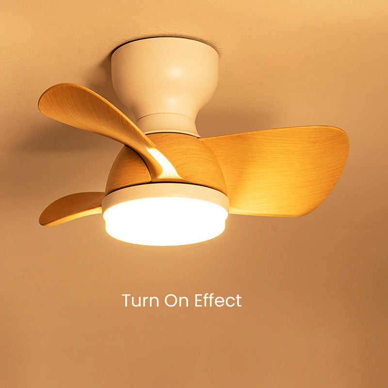 Wood Simple Stylish Bedroom Ceiling Fan With LED Light