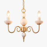 Cream Glass Chandelier American Retro Metal Chandelier Lamp Bedroom