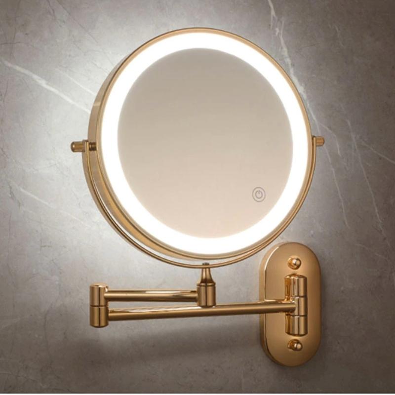 Gold Rechargeable LED Magnifying Mirror for Make-up and Bathroom