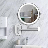 Chrome silver Rechargeable LED Magnifying mirror for make-up and Bathroom