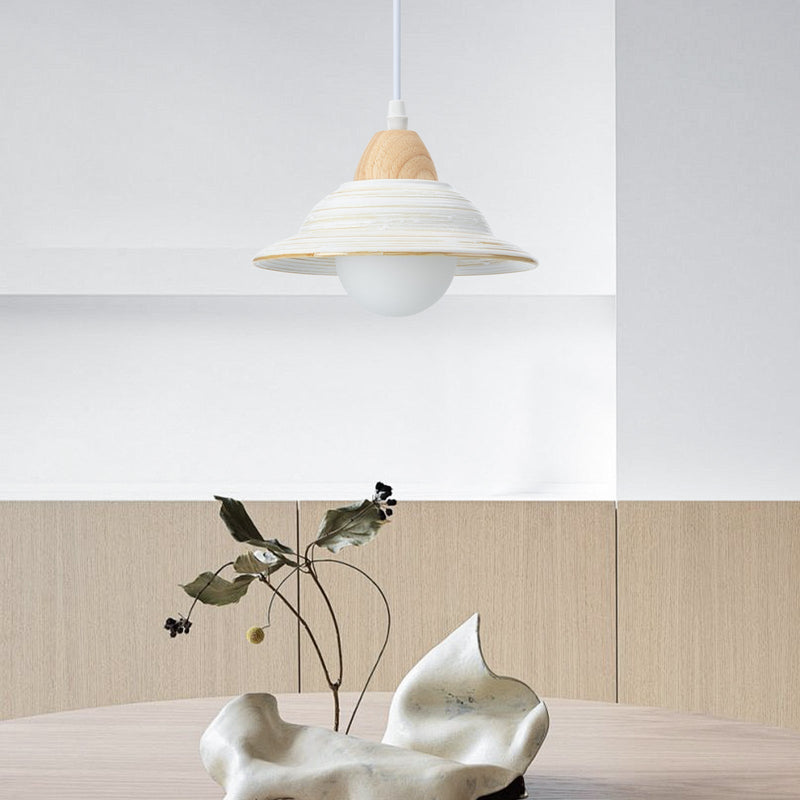 Retro Hat Shape White Ceramic Pendant Light