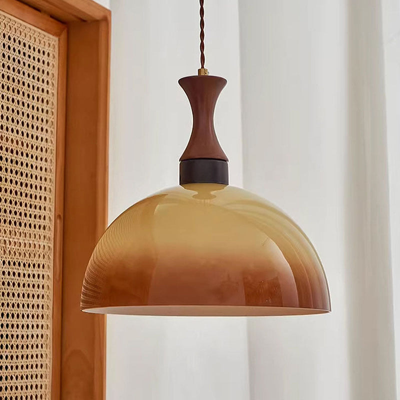 Retro Amber Glass Farmhouse Pendant Light