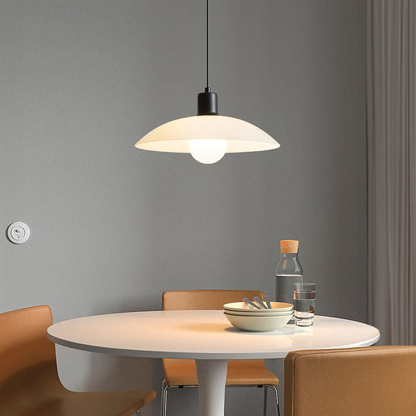 Minimalist White Disc Glass Pendant Light