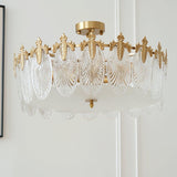Lustre rond en verre à motif décoratif