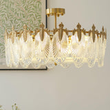 Lustre rond en verre à motif décoratif