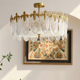 Lustre rond en verre à motif décoratif