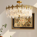 Lustre rond en verre à motif décoratif