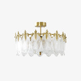 Lustre rond en verre à motif décoratif