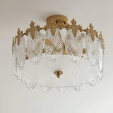 Lustre rond en verre à motif décoratif