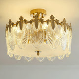 Lustre rond en verre à motif décoratif