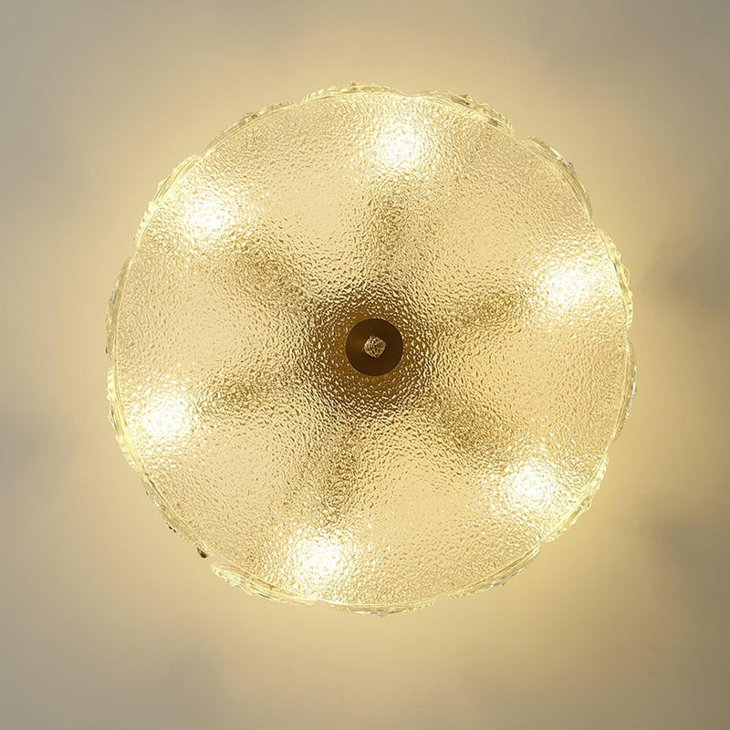 Lustre rond en verre à motif décoratif