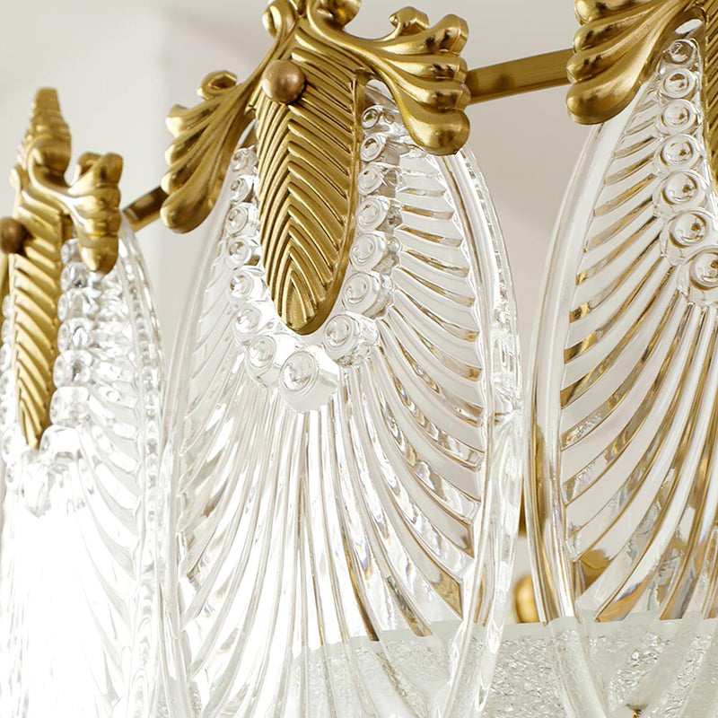 Lustre rond en verre à motif décoratif