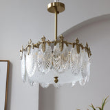 Lustre rond en verre à motif décoratif