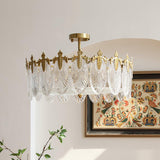 Lustre rond en verre à motif décoratif