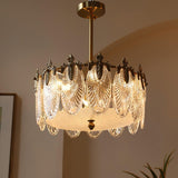 Lustre rond en verre à motif décoratif