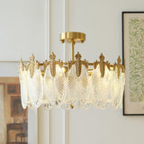 Lustre rond en verre à motif décoratif