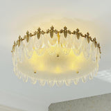Lustre rond en verre à motif décoratif