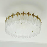 Lustre rond en verre à motif décoratif
