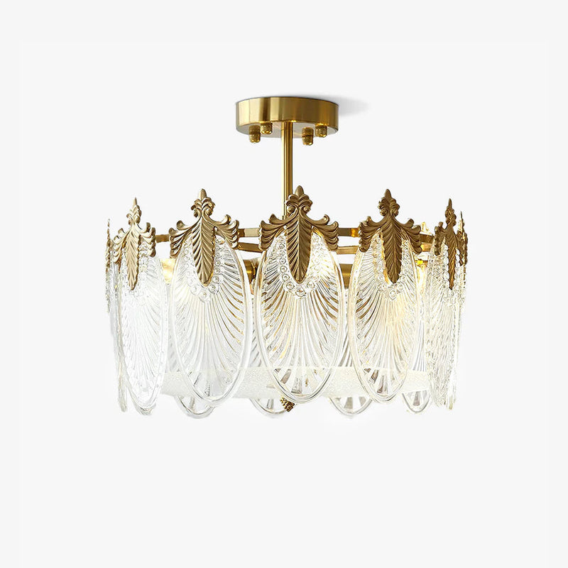 Lustre rond en verre à motif décoratif