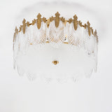 Lustre rond en verre à motif décoratif