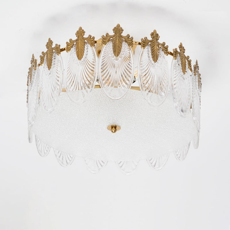 Lustre rond en verre à motif décoratif