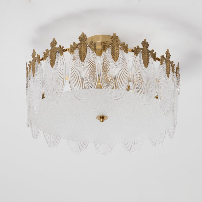 Lustre rond en verre à motif décoratif