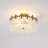 Lustre rond en verre à motif décoratif