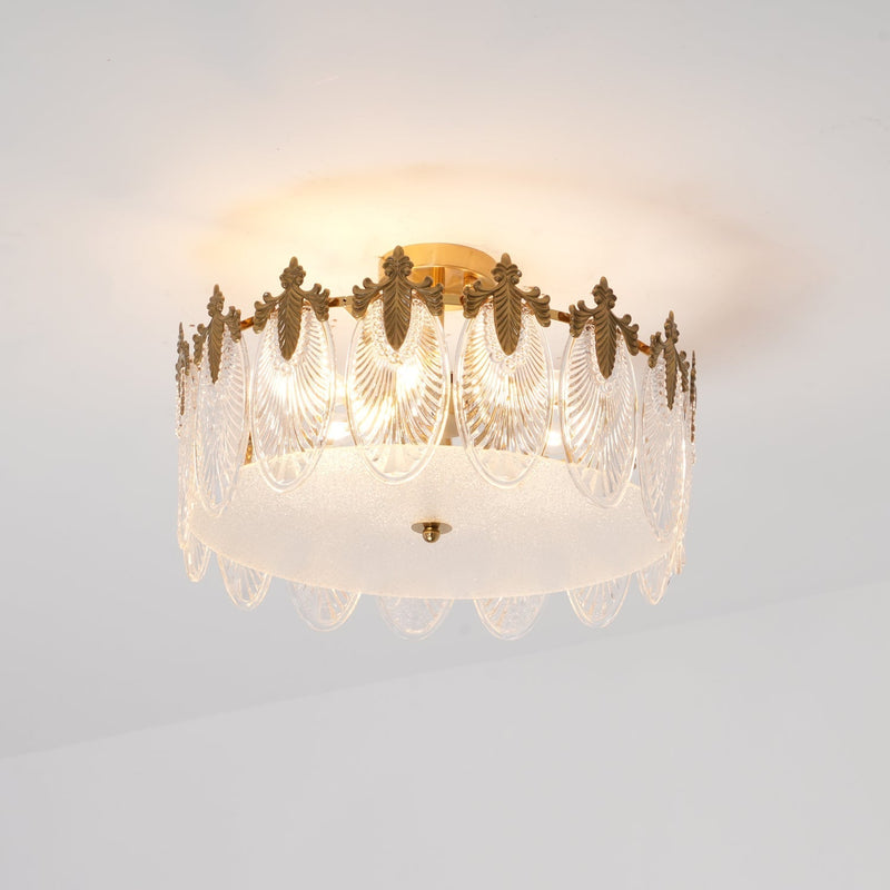 Lustre rond en verre à motif décoratif
