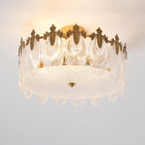 Lustre rond en verre à motif décoratif