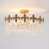 Lustre rond en verre à motif décoratif