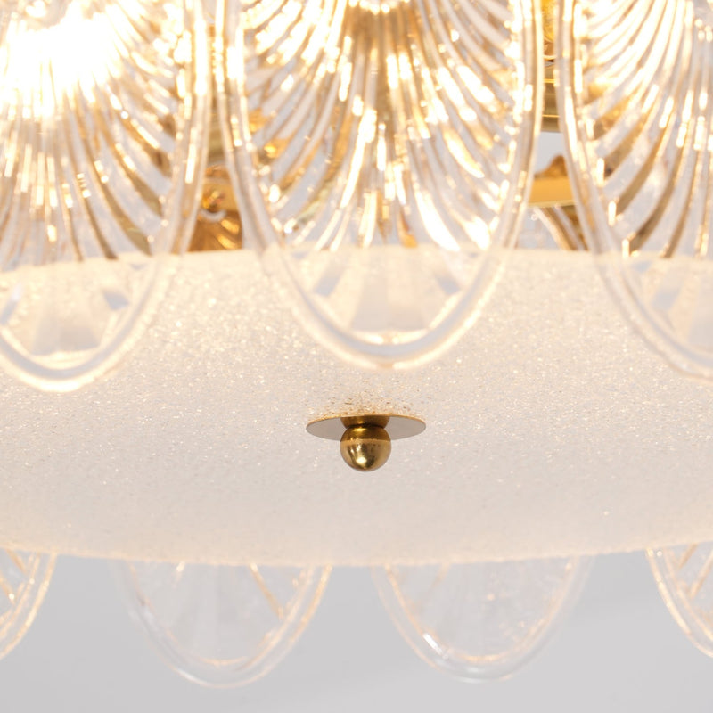 Lustre rond en verre à motif décoratif