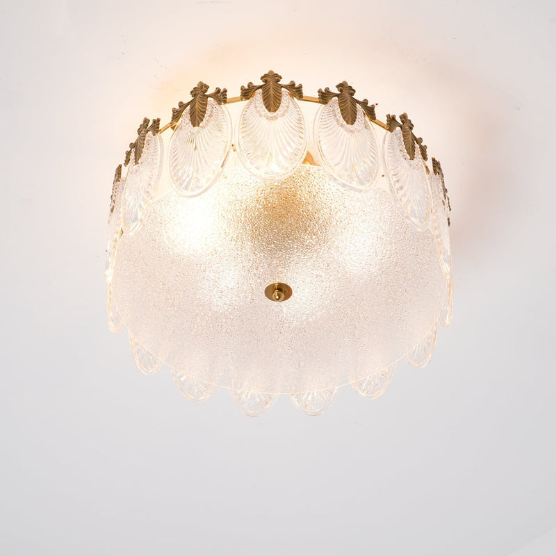 Lustre rond en verre à motif décoratif