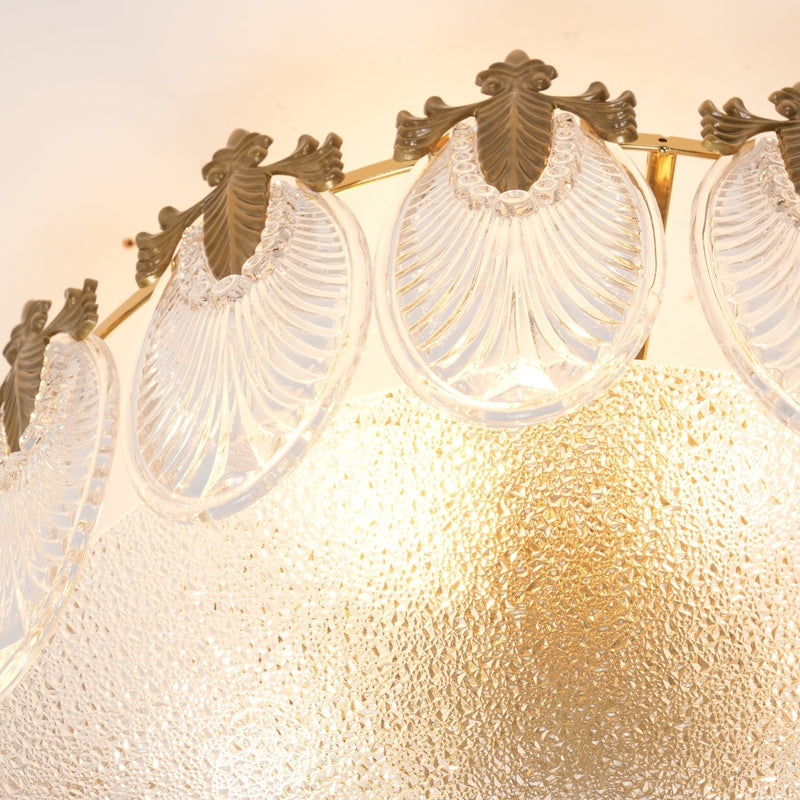 Lustre rond en verre à motif décoratif
