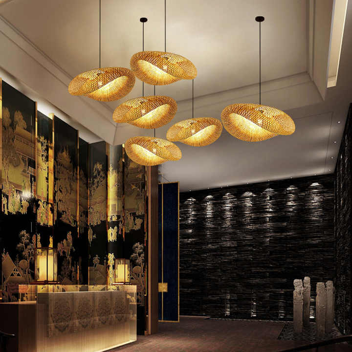Lampe à suspension en bambou