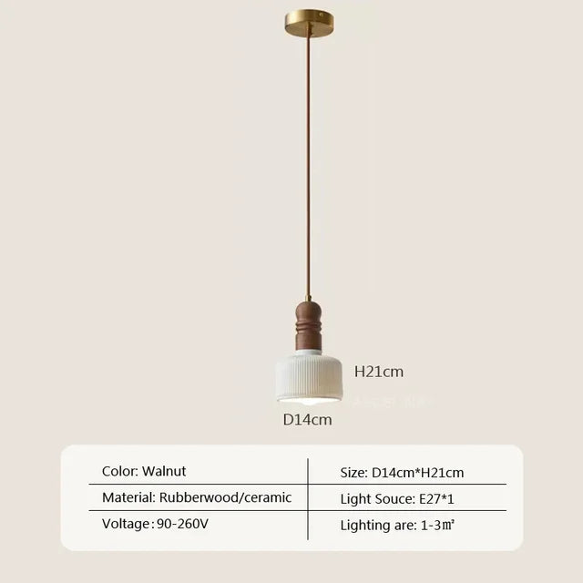 Cream Wind Solid Wood Pendant Light