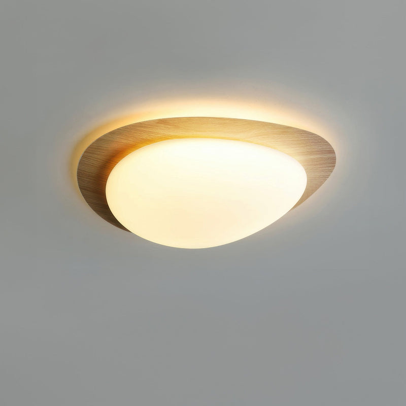 Scandinavian Pebble Wood Grain Ceiling Light