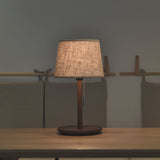 Gentle Glow Nordic Walnut Lamp with Luxury Fabric Accents