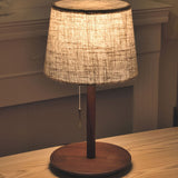 Gentle Glow Nordic Walnut Lamp with Luxury Fabric Accents