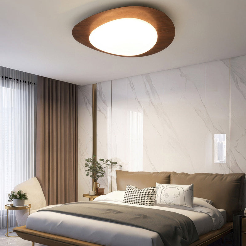 Scandinavian Pebble Wood Grain Ceiling Light