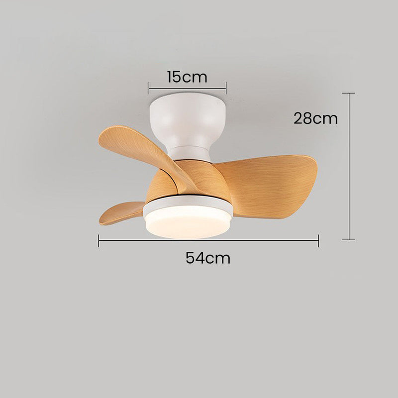 Wood Simple Stylish Bedroom Ceiling Fan With LED Light