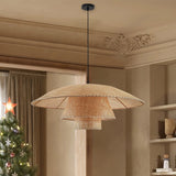 Gleamify - Rattan pendant lamp Ceiling lamp with tapered shade